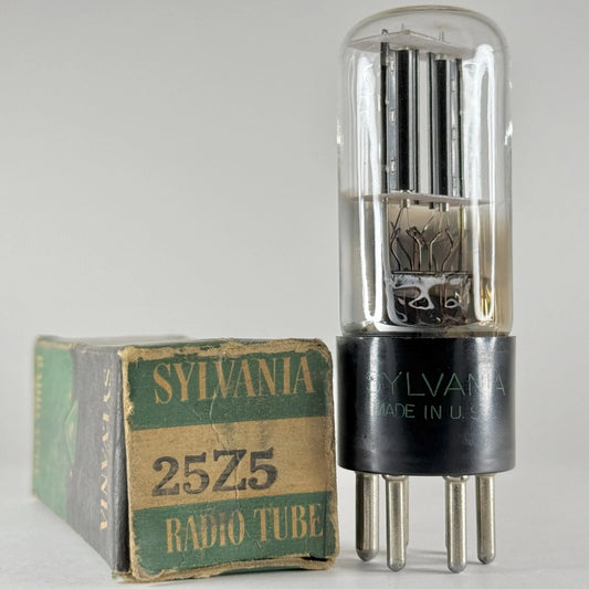 (1) Tested Balanced 1952 Sylvania 25Z5 Tube and Box Code 2-26 Rectifier (a)
