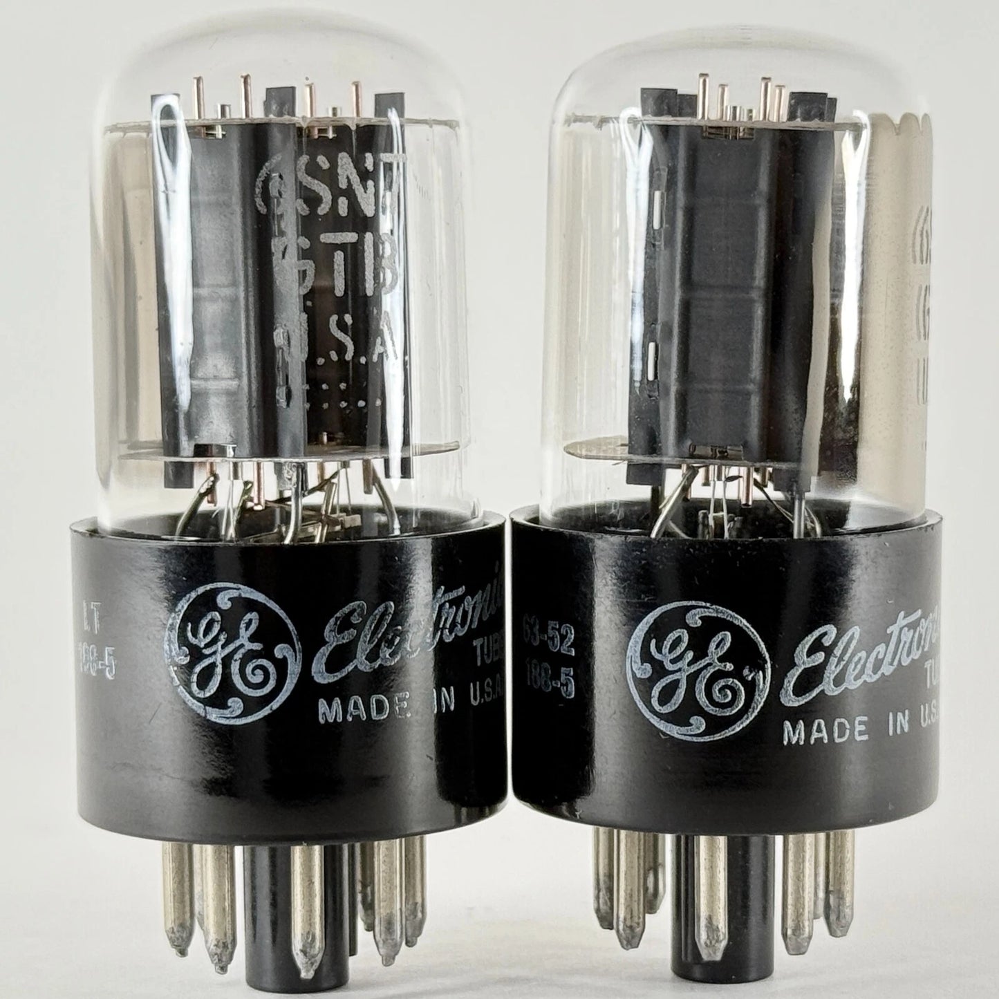 Matched Pair GE 6SN7GTB Tubes Gray Plates Round Getter Codes LT & 63-52 6SN7GT