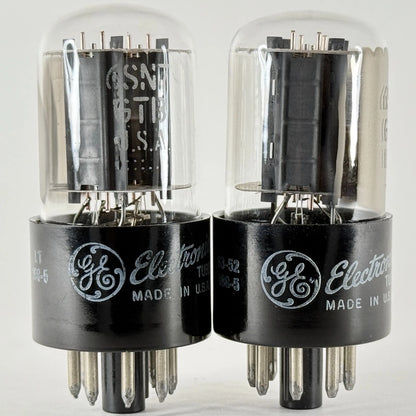 Matched Pair GE 6SN7GTB Tubes Gray Plates Round Getter Codes LT & 63-52 6SN7GT