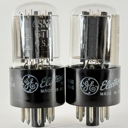 Matched Pair GE 6SN7GTB Tubes Gray Plates Round Getter Codes LT & 63-52 6SN7GT