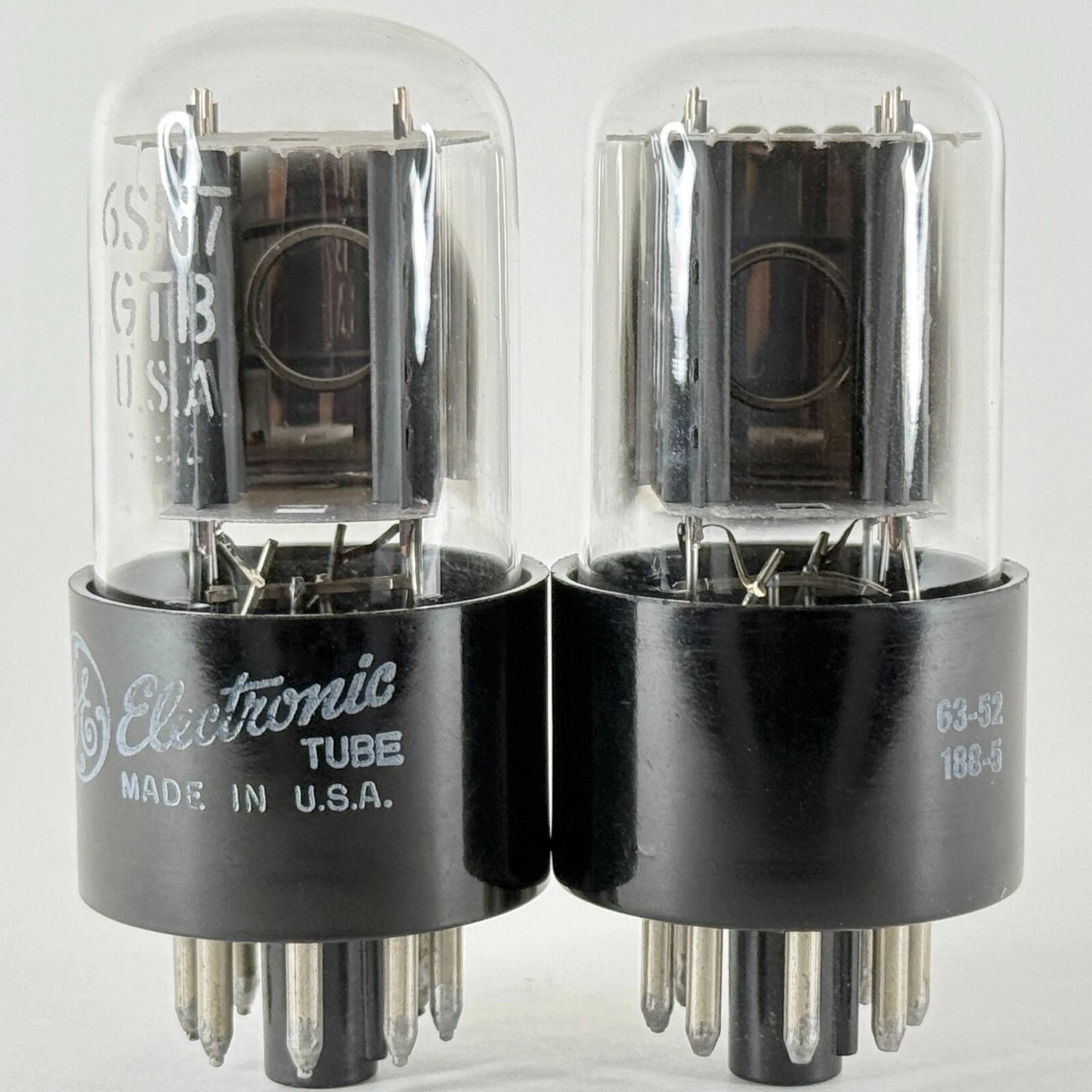 Matched Pair GE 6SN7GTB Tubes Gray Plates Round Getter Codes LT & 63-52 6SN7GT