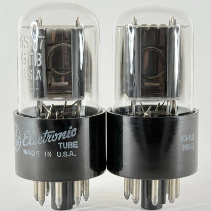 Matched Pair GE 6SN7GTB Tubes Gray Plates Round Getter Codes LT & 63-52 6SN7GT