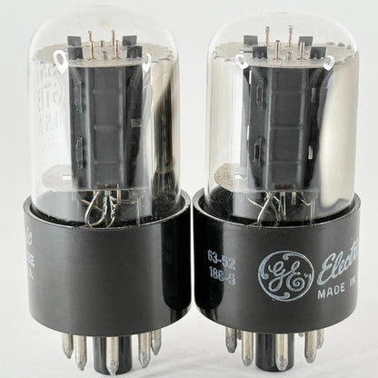 Matched Pair GE 6SN7GTB Tubes Gray Plates Round Getter Codes LT & 63-52 6SN7GT