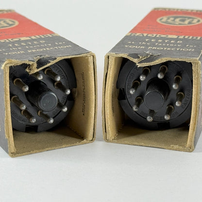 Matched Pair 1943 RCA JAN CRC 12SK7 Tubes Codes H5E & H6E RCA VT-131 Tubes (a)