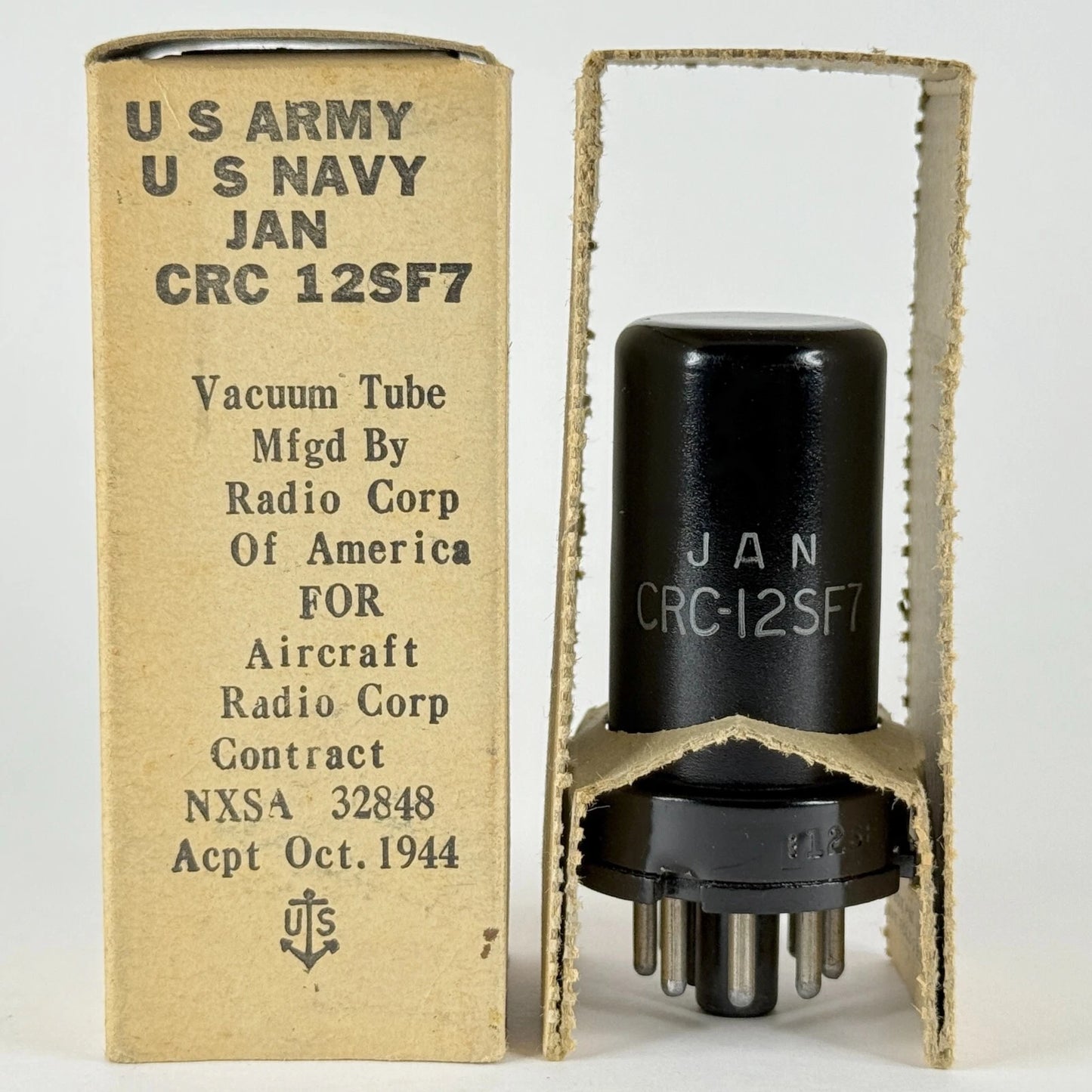 (1) Tested 1944 Mil Spec RCA JAN CRC 12SF7 Tube with Box Date Code H5E (b)