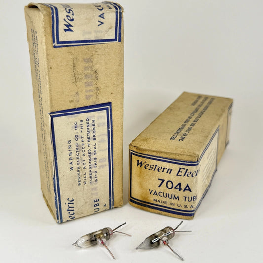Lot of (2) 1943 Western Electric 704A Tubes and Boxes Peanut Tube Detector Diode