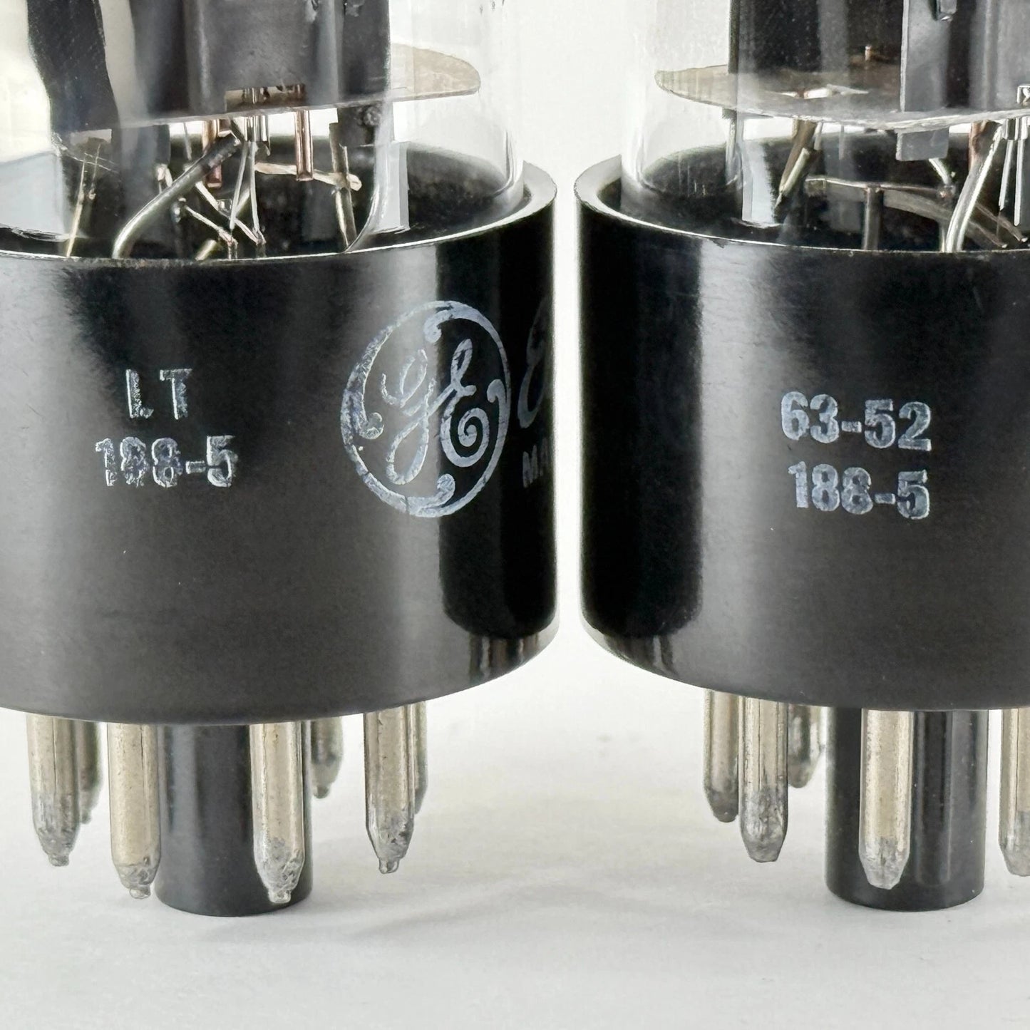 Matched Pair GE 6SN7GTB Tubes Gray Plates Round Getter Codes LT & 63-52 6SN7GT