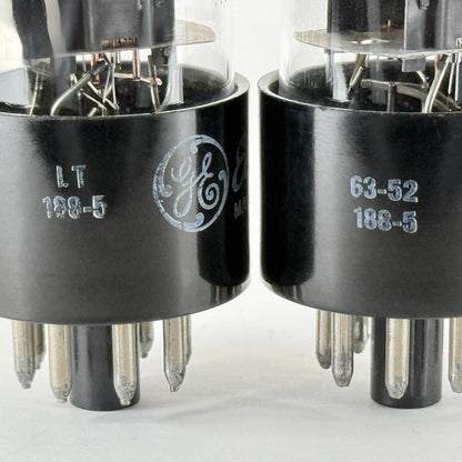 Matched Pair GE 6SN7GTB Tubes Gray Plates Round Getter Codes LT & 63-52 6SN7GT