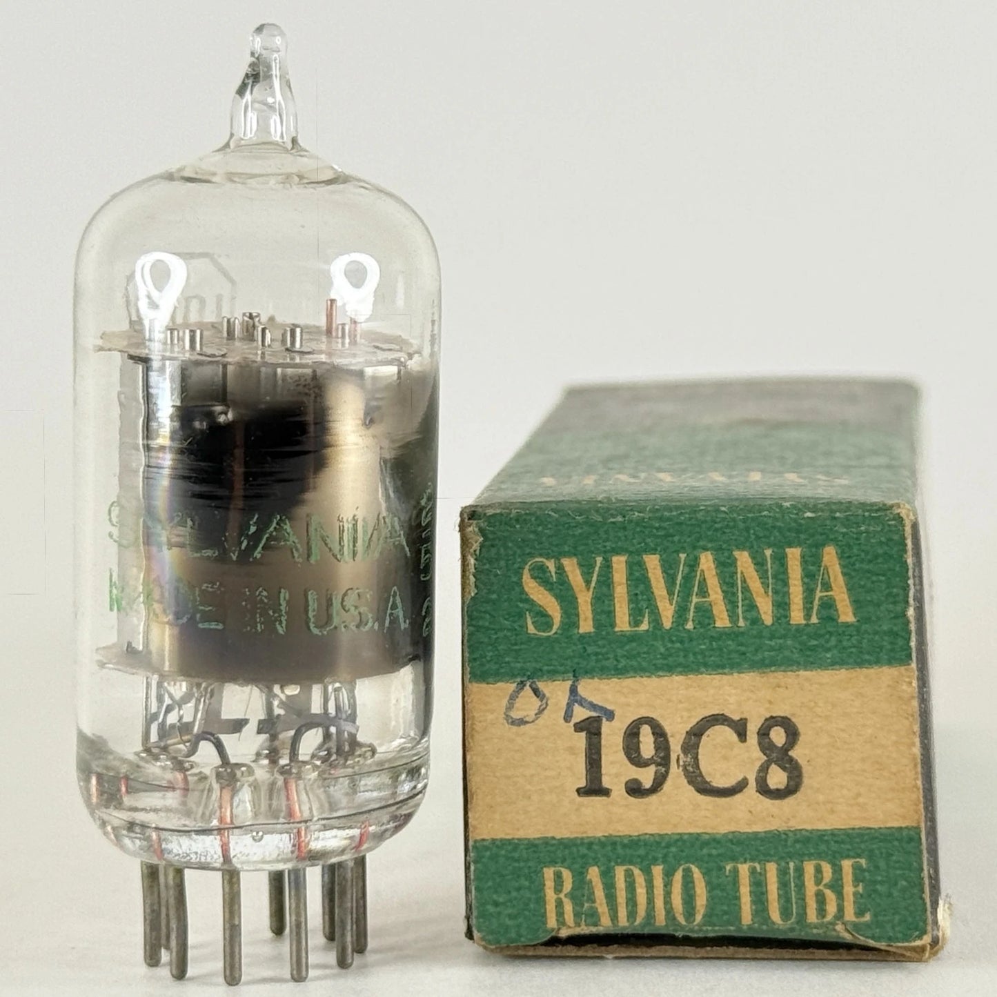 (1) Tested Sylvania 19C8 Tube with Box Date Code 2-52 Triple Diode Triode Tube