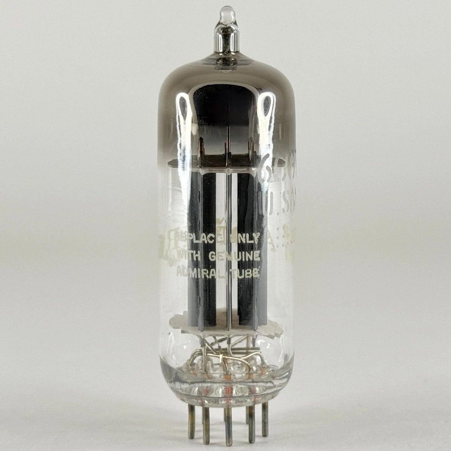 (1) Tested Admiral 6CG7 Tube Date Code 85-39 Gray Plates Halo Getter Twin Triode