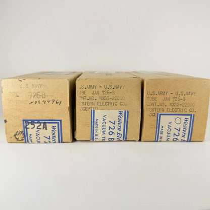 Lot of (3) 1943 Western Electric 726B Tubes and Boxes Tuned Oscillator Tubes