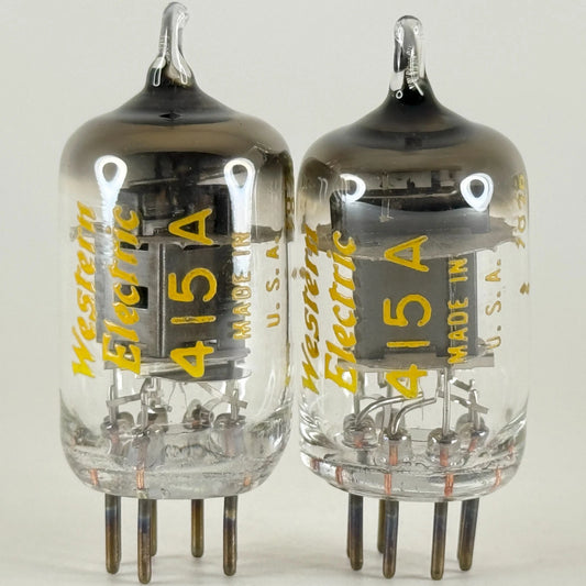 Tested Matched Pair 1970 Western Electric 415A Tubes Black Plates Codes 7026