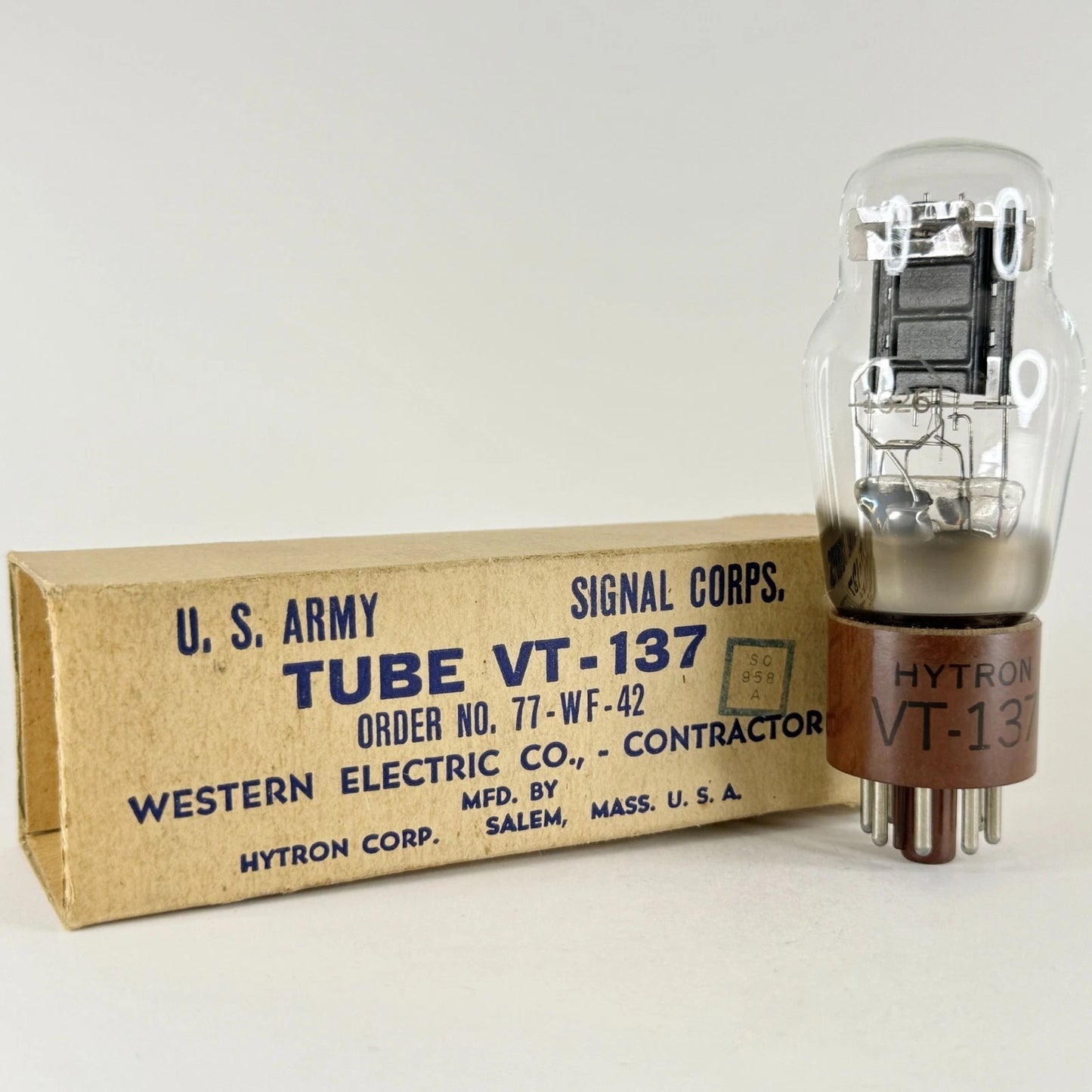 (1) Tested Western Electric Hytron VT-137 Tube Type 1626 Tube Mil-Spec with Box