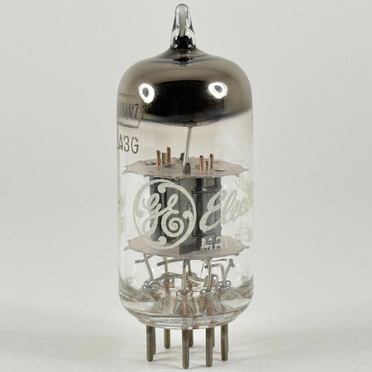 (1) Tested GE 12AV7 Tube Date Code 55-48 Black Plates Round Halo Getter Triode