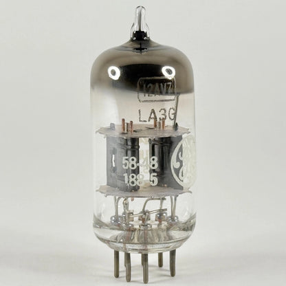 (1) Tested GE 12AV7 Tube Date Code 55-48 Black Plates Round Halo Getter Triode