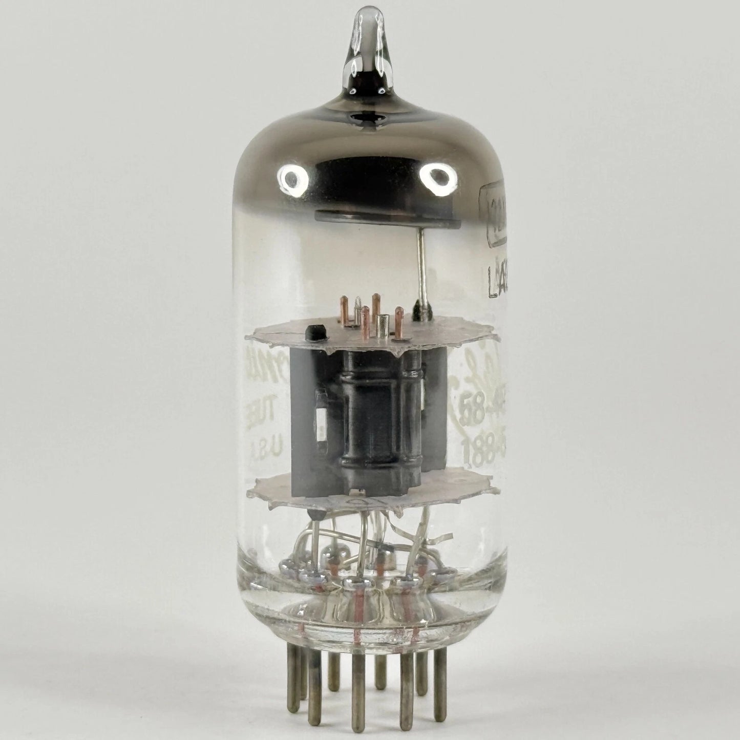 (1) Tested GE 12AV7 Tube Date Code 55-48 Black Plates Round Halo Getter Triode