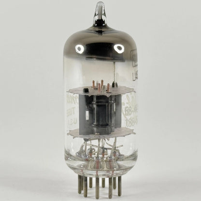 (1) Tested GE 12AV7 Tube Date Code 55-48 Black Plates Round Halo Getter Triode
