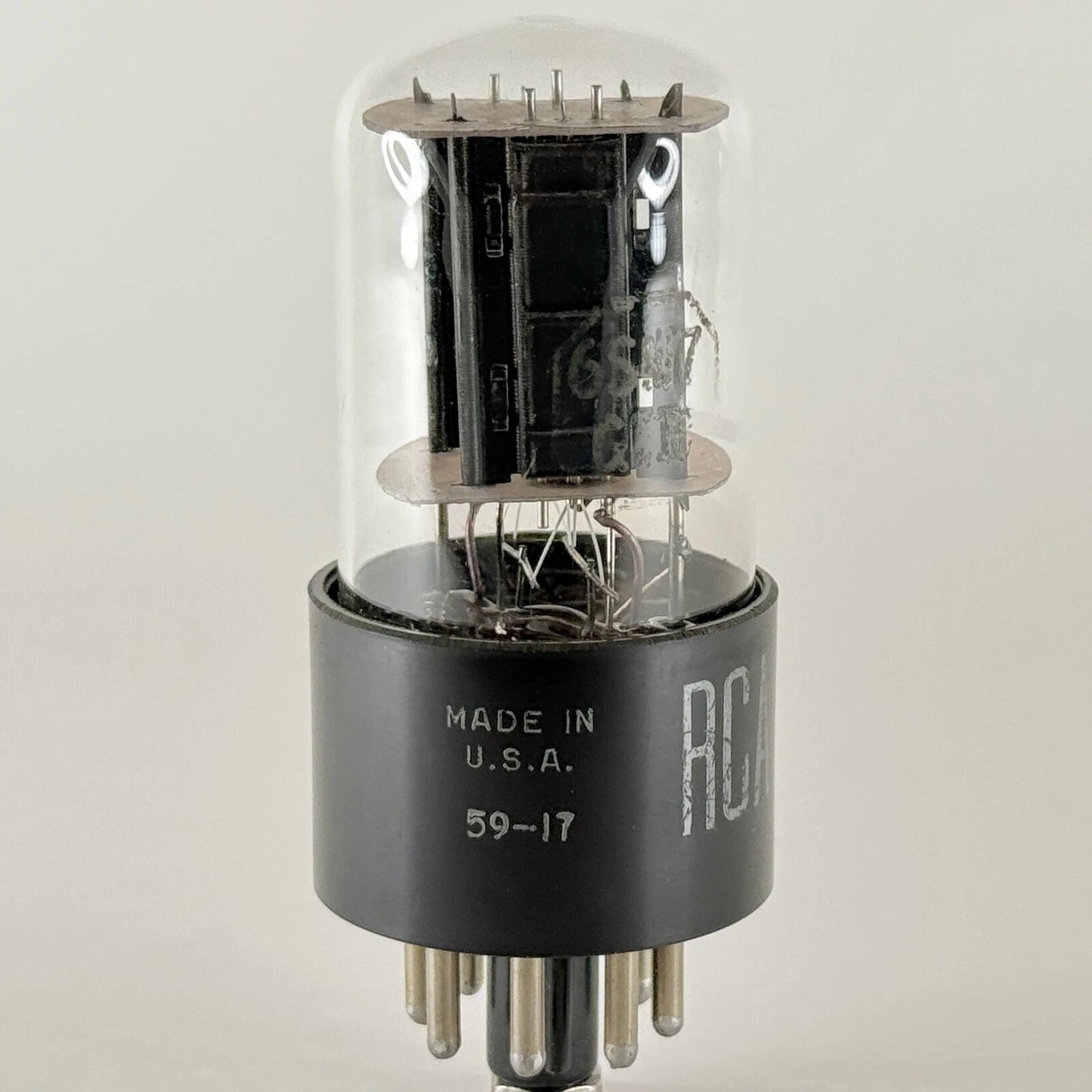 (1) Tested 1959 RCA 6SN7GTB Tube Code 59-17 Staggered Black Ladder Plates 6SN7GT
