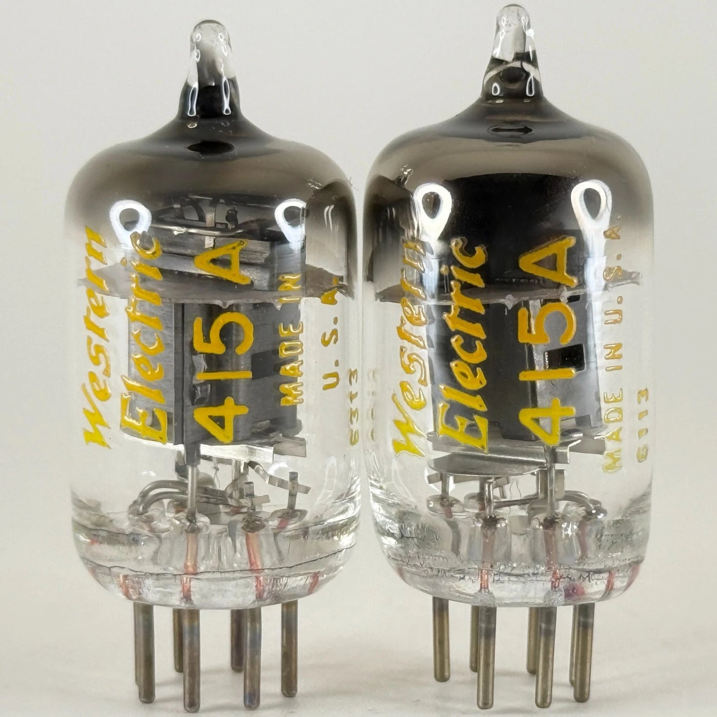 Tested Matched Pair 1960s Western Electric 415A Tubes Black Plates 6113 & 6313