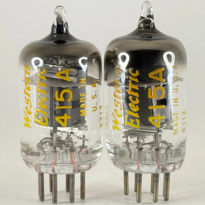 Tested Matched Pair 1960s Western Electric 415A Tubes Black Plates 6113 & 6313