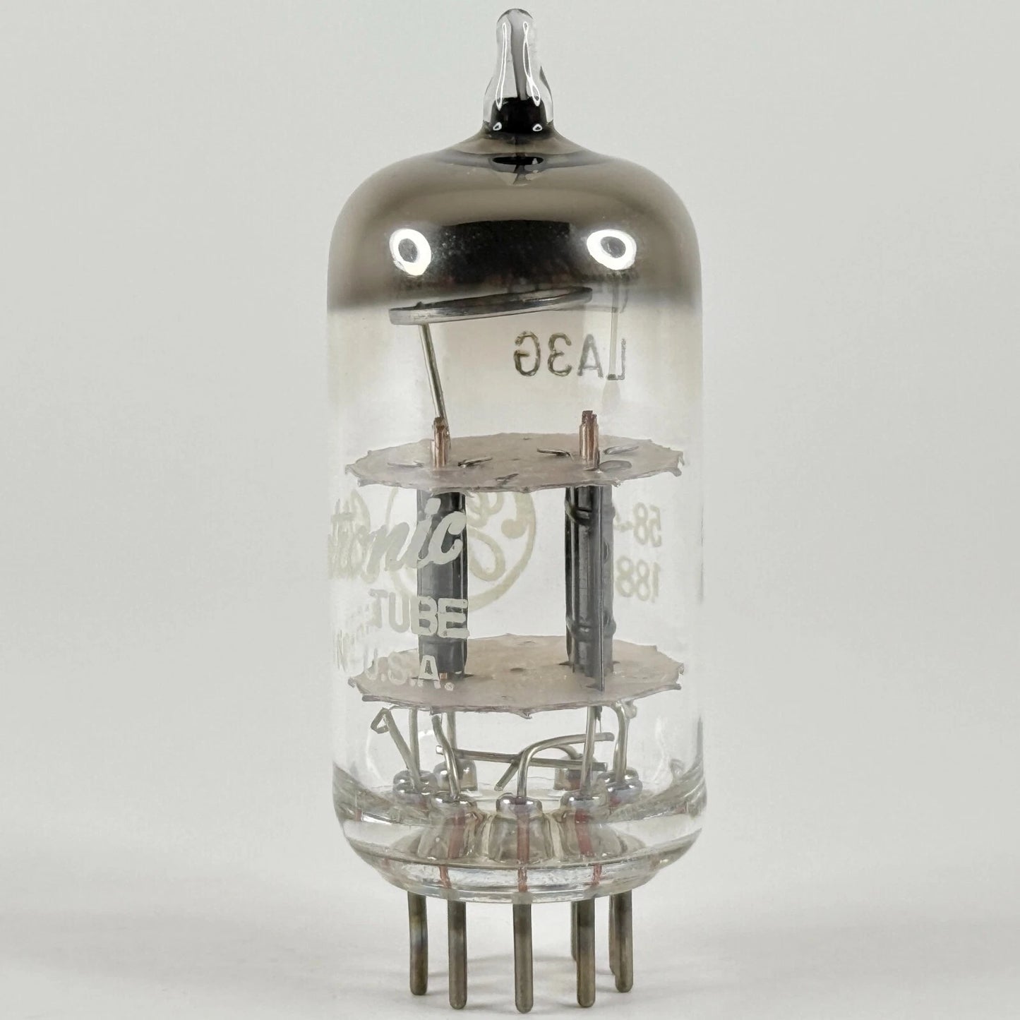 (1) Tested GE 12AV7 Tube Date Code 55-48 Black Plates Round Halo Getter Triode
