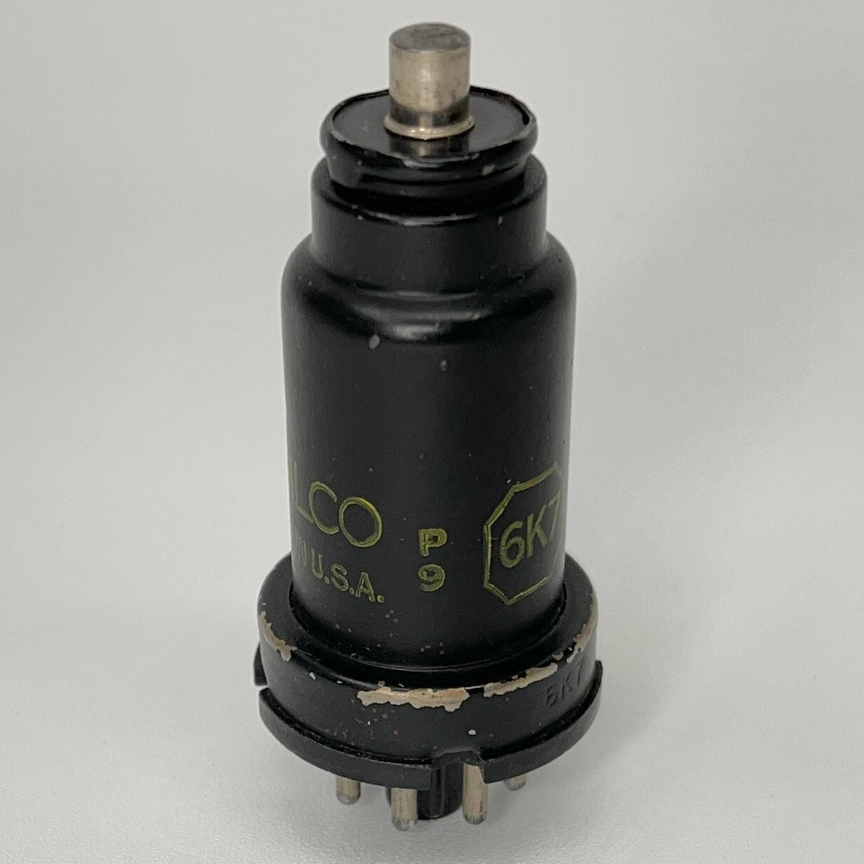(1) Tested Philco 6K7 Tube Date Code P9 Philco Pentode Black Metal Tube