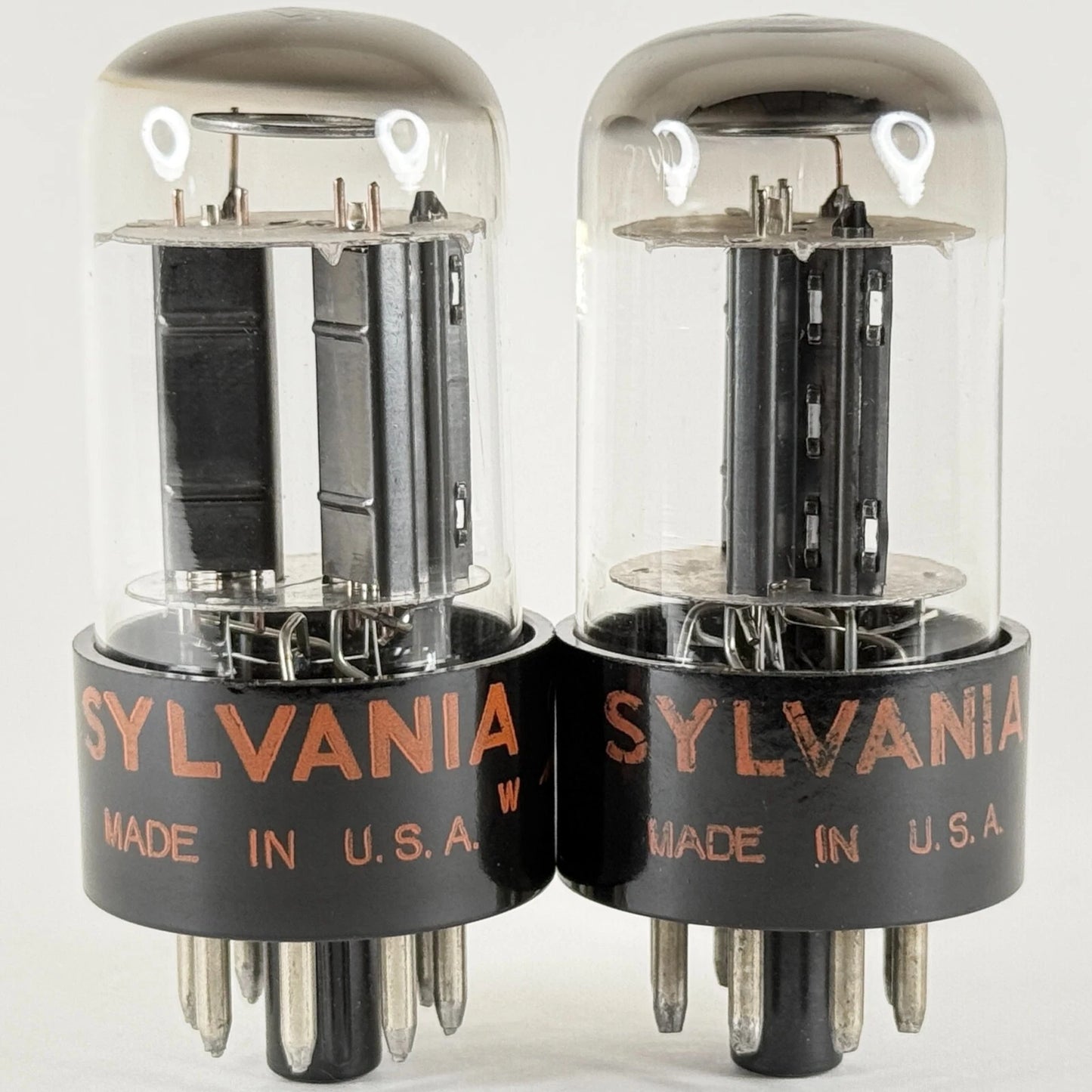 Matched Pair Sylvania 6SN7GTB Tubes Codes KF HA Black Plates Halo Gets 6SN7GT