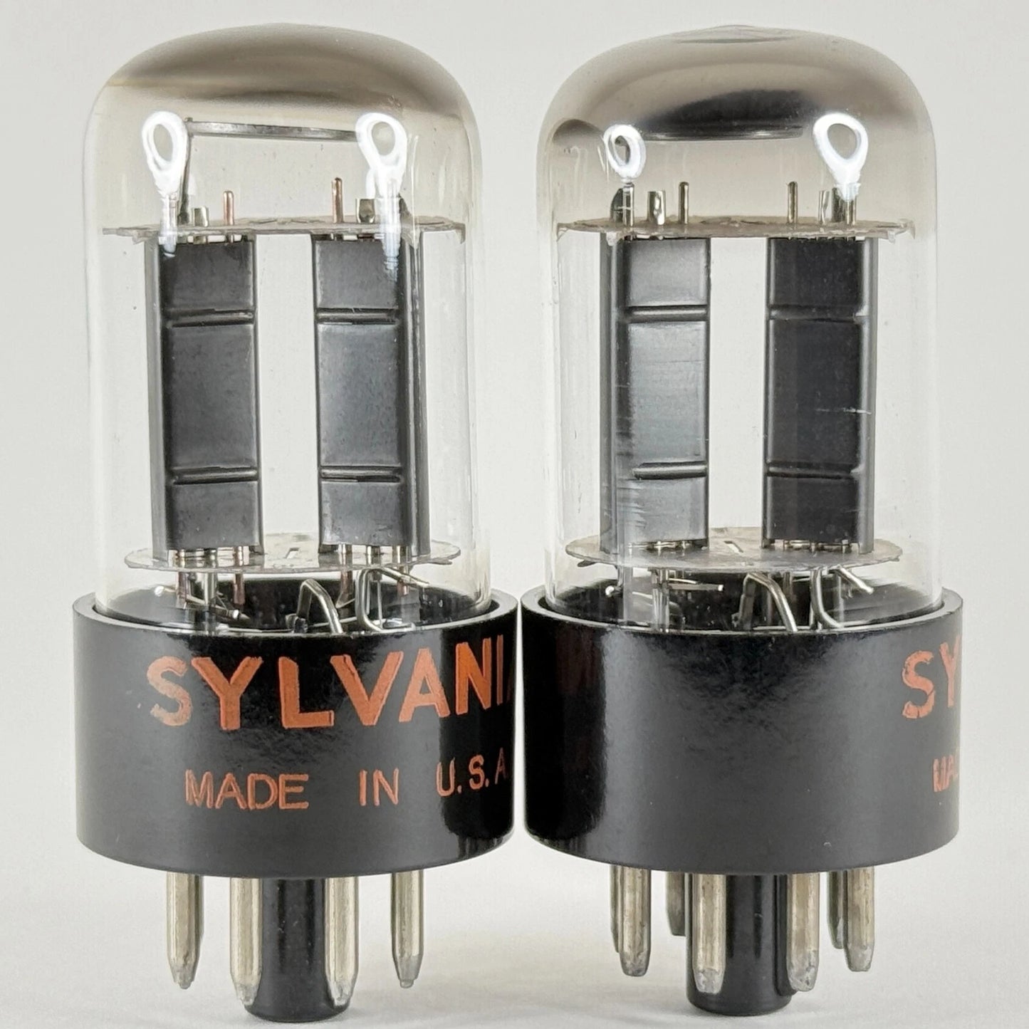 Matched Pair Sylvania 6SN7GTB Tubes Codes KF HA Black Plates Halo Gets 6SN7GT