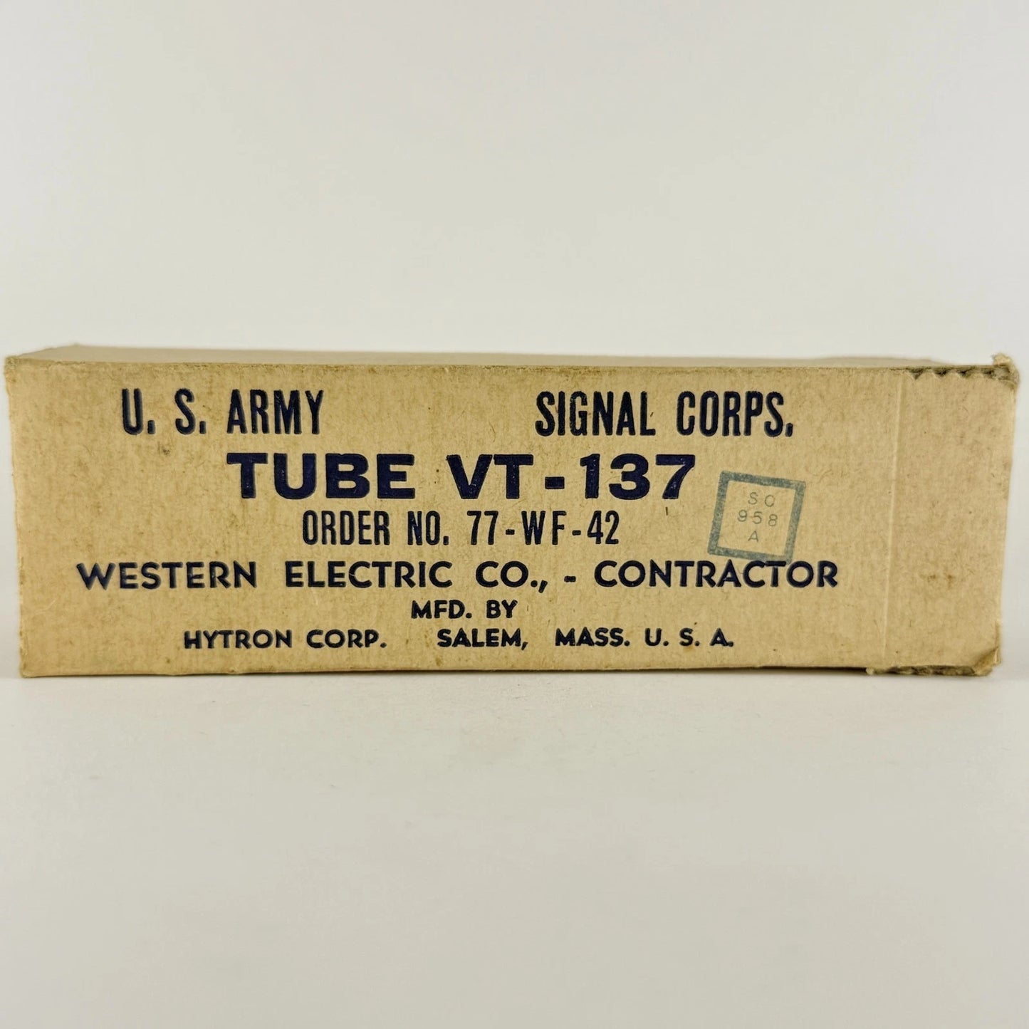 (1) Tested Western Electric Hytron VT-137 Tube Type 1626 Tube Mil-Spec with Box