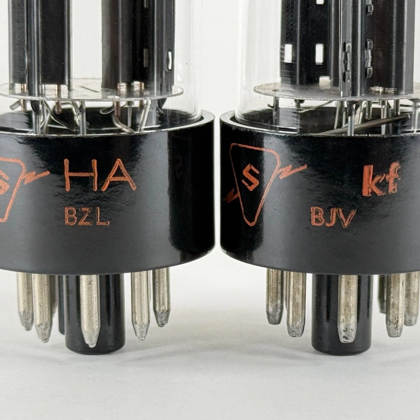 Matched Pair Sylvania 6SN7GTB Tubes Codes KF HA Black Plates Halo Gets 6SN7GT