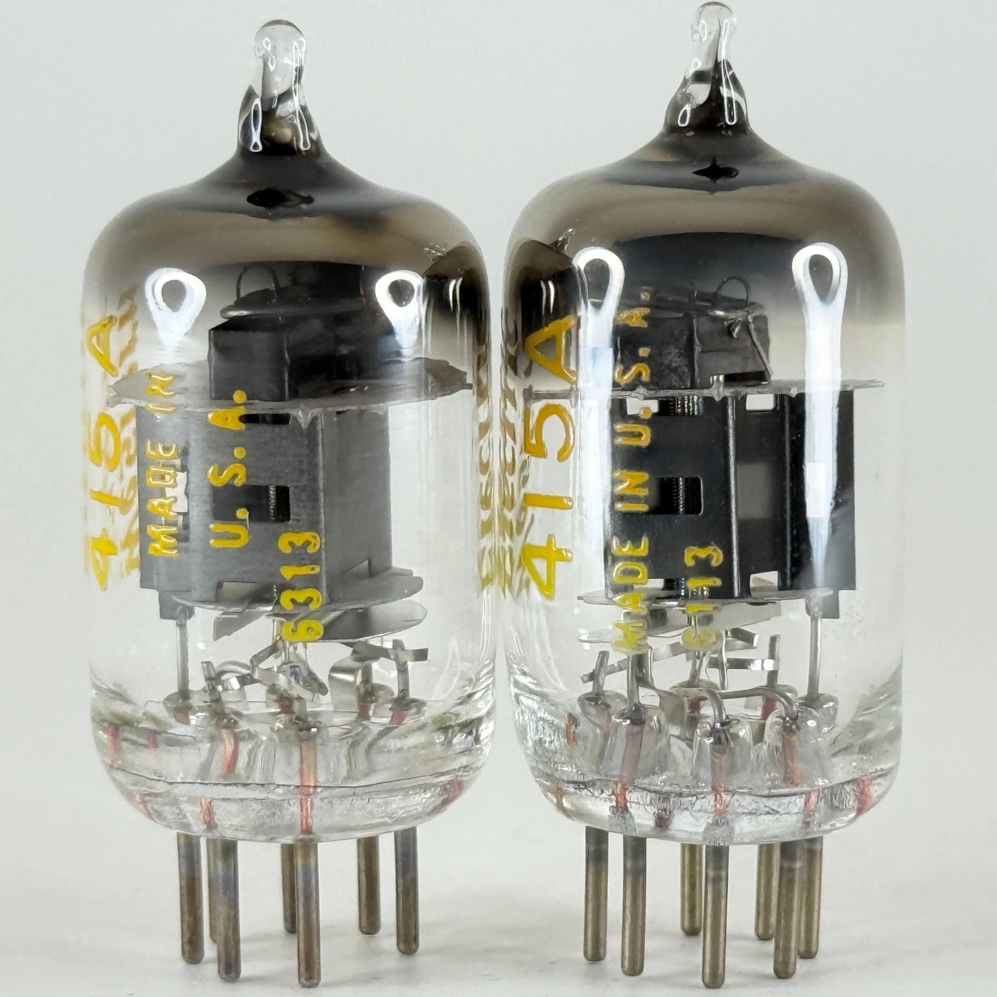 Tested Matched Pair 1960s Western Electric 415A Tubes Black Plates 6113 & 6313