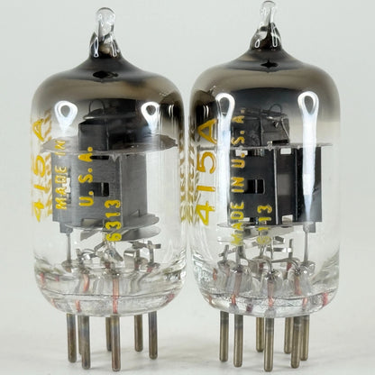Tested Matched Pair 1960s Western Electric 415A Tubes Black Plates 6113 & 6313